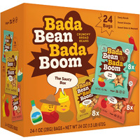 Enlightened Bada Bean Bada Boom - Plant-Based Protein, Gluten Free, Vegan, Crunchy Roasted Broad (Fava) Bean Snacks, 100 Calories Per Serving, Saucy Box, 1 Oz, 24 Pack