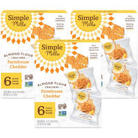 Simple Mills Almond Flour Crackers, Farmhouse Cheddar Snack Packs - Gluten Free, Healthy Snacks, 4.9 Ounce (Pack Of 3)