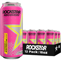 Rockstar Recovery Non-Carbonated Energy Drink, Raspberry Lemonade, 16 Fl Oz Cans, (12 Pack), Hydration // Mind-Body Energy, 160Mg Caffeine, B Vitamins, Electrolytes