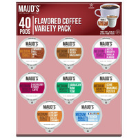 Maud's Flavored Coffee Pods Variety Pack, 40 Ct | 9 Assorted Coffee Flavors | 100% Arabica Roasted Coffee | Solar Energy Produced Recyclable Pods Compatible With Keurig K Cups Maker