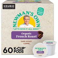 Newman's Own Organic French Roast Coffee, Keurig Single Serve K-Cup Pods, Dark Roast Coffee, 60 Count, (6 Packs Of 10)