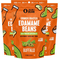The Only Bean - Crunchy Roasted Edamame Beans (Buffalo), Keto Snacks, Healthy Snacks For Adults And Kids, Low Carb High Protein Snacks, Low Calorie Gluten-Free Snack, Vegan Keto Food - 4 Oz (3 Pack)