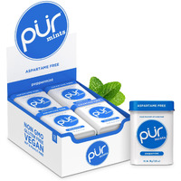 Pur Mints | Aspartame Free Mints | Made With Xylitol | Sugar Free, Vegan, Gluten Free & Keto Friendly | Natural Peppermint Flavored Mints, 30 Pieces (Pack Of 12)