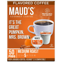 Maud's Pumpkin Spice Flavored Coffee Pods, 50 Ct | 100% Arabica Medium Roast Coffee |Solar Energy Produced Recyclable Single Serve Coffee Pods Compatible With Keurig K-Cup Brewers