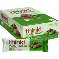 Think! Vegan/Plant Based High Protein Bars - Chocolate Mint, 13G Protein, 5G Sugar, No Artificial Sweeteners, Non Gmo Project Verified, 10 Count (Packaging May Vary)