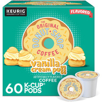 The Original Donut Shop Vanilla Cream Puff Coffee, Keurig Single Serve K-Cup Pods, Medium Roast Coffee, 60 Count, (6 Packs Of 10)