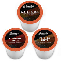 Brooklyn Beans Roastery Coffee Pods, Fall Flavored Variety Pack Sampler (Pumpkin, Maple, Vanilla) - Compatible With Keurig K Cup Brewers Including 2.0 Machines, 40 Count