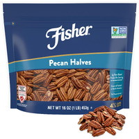 Fisher Chef's Naturals Unsalted Pecan Halves 1Lb Resealable Bag, Unsalted Raw Nuts For Cooking, Baking & Snacking, Vegan Protein, Keto Snack, Gluten Free