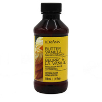 Lorann Butter Vanilla Bakery Emulsion, 4 Oz - Intense Butter Vanilla Flavor Extract For Baking, Cookies, Frosting, Ice Cream, Smoothies And Beverage - Gluten Free, Vegan, Sugar Free, Nut Free