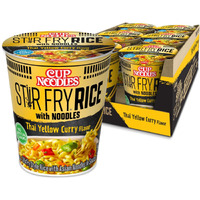 Nissin Cup Noodles Stir Fry Rice With Noodles, Thai Yellow Curry, 2.61 Ounce (Pack Of 6)