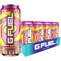 G Fuel Hype Sauce Energy Drink, Sugar Free, Healthy Drinks, Zero Calorie, 300 Mg Caffeine Per Carbonated Can, Raspberry + Lemonade Flavor, Focus Amino, Vitamin + Antioxidants Blend - 12 Pack