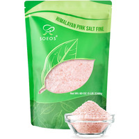Soeos Himalayan Pink Salt, Fine Grain, 5 Lbs, Non-Gmo, Pink Himalayan Sea Salt, Kosher Salt, Salt For Grinder Refill