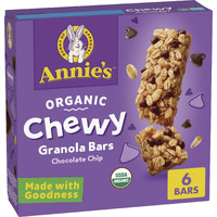 Annie's Organic Chewy Granola Bars, Chocolate Chip, 6 Bars, 5.34 Oz (Pack Of 12)