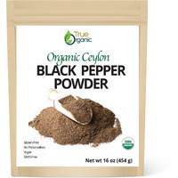 True Organic Ground Black Pepper 16 Oz - Usda & Kosher Certified, Pure Ceylon Premium Quality, Gluten-Free & Non-Gmo Black Pepper Powder