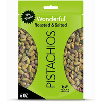 Wonderful Pistachios No Shells, Roasted & Salted Nuts, 6 Ounce Bag (Pack Of 5), Protein Snacks, Gluten Free, Healthy Snack