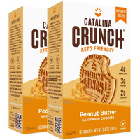 Catalina Crunch Peanut Butter Sandwich Cookies, Healthy Snacks For Kids & Adults, Vegan, Low Sugar 2G, Low Carb, High Protein 4G & Fiber 3G, Keto Friendly, Plant Based, 6.8 Oz (Pack Of 2)