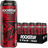 Rockstar Energy Drink, Fruit Punched, 12Oz Sleek Cans (8 Pack)