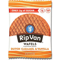 Rip Van Wafels Dutch Caramel & Vanilla Stroopwafels - Healthy Snacks - Non Gmo- Keto Friendly - Office Snacks - Low Sugar (3G) - Low Calorie- 48 Pack