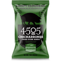 4505 Meats Jalapeno Cheddar Pork Rinds, Gluten Free Chicharrones, Keto Certified, Family Size Bag, 14 Servings, 7 Ounces
