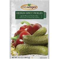 Mrs. Wages Medium Spicy Pickles Quick Process Mix, Quick And Easy, Simple-To-Use, Flavorful Spice, Easy Way To Make Pickles| Great Snack, 6.5 Oz Packet (Value Pack Of 12)