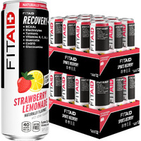 Lifeaid Fitaid Post Workout Recovery Drink, Strawberry Lemonade, Bcaas, Glucosamine, Electrolytes, Quercetin, Paleo, Vegan & Gluten-Free, 40 Calories, 12 Fl Oz (Pack Of 24)