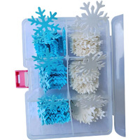 Homankit 50Pcs Edible Cake Cupcake Toppers Snowflakes Christmas Winter Party Decoration White And Blue