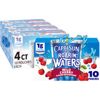 Capri Sun Roarin' Waters Wild Cherry Flavored With Other Natural Flavor Water Beverage, 40 Ct Pack, 4 Boxes Of 10 Drink Pouches