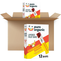 Pure Organic Layered Fruit Bars, Strawberry Banana, Gluten Free, Vegan Fruit Snacks (2 Boxes, 24 Bars)