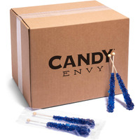 Candy Envy - Navy Blue Rock Candy Sugar Sticks - Blueberry Flavored - 144 Indiv. Wrapped