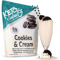 Keto Chow | Keto Meal Replacement Shake | Nutritionally Complete | Low Carb | Delicious Easy Meal Substitute | You Choose The Fat | Cookies And Cream | 21 Meal Bulk Pack