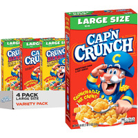 Cap'N Crunch Cereal, Original & Crunch Berries Variety Pack, Large Size Boxes, (4 Pack)
