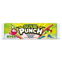 Sour Punch Straws, 4 Rainbow Fruit Flavors, Chewy Sweet & Sour Candy, 4.5Oz Tray (24 Pack)