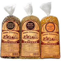 Amish Country Popcorn | 3-1 Lb Bags | 1 Lb Baby White, 1 Lb Ladyfinger, And 1 Lb Purple Popcorn Kernels Variety Pack | Old Fashioned, Non-Gmo And Gluten Free (3-1 Lb Bags)