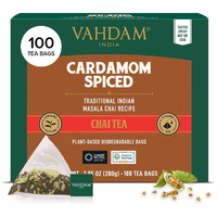 Vahdam, Cardamom Masala Chai Tea Bags (100 Count) Non Gmo, Gluten Free, No Artificial Flavor | Blended W/Exotic Spices | Chai Tea | Resealable Ziplock Pouch