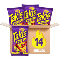 Takis Fuego 14 Ct, 9.9 Oz Sharing Size Case, Hot Chili Pepper & Lime Flavored Extreme Spicy Rolled Tortilla Chips