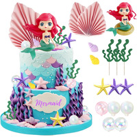 16 Pcs Mermaid Cake Toppers For Mermaid Under The Sea Themed Birthday Wedding Baby Shower Party Decorations Supplies
