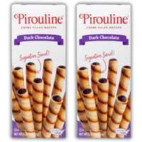 Pirouline Rolled Wafers - Dark Chocolate - Rolled Wafer Sticks, Crme Filled Wafers, Rolled Cookies For Coffee, Tea, Ice Cream, Snacks, Parties, Gifts, And More - 3.25Oz Carton 2Pk
