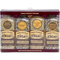 Amish Country Popcorn | Popcorn Kernel Variety Set | 4-14 Oz Bottles | Baby White, Midnight Blue, Ladyfinger, Purple Popcorn Kernels | Old Fashioned, Non-Gmo And Gluten Free (4-14 Oz Bottles)