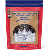 Gourmanity Organic Ceylon Whole Black Peppercorns, Complex And Aromatic Taste, Hand Picked And Sun Dried In Sri Lanka, Bulk Bag For Grinder Refill, Non-Gmo And Non-Irradiated Organic Black Pepper, 1Lb Bag