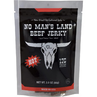 No Mans Land Hot Beef Jerky High Protein Low Calorie Low Carb Beef Snack 3.0Oz Bag