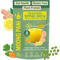 Moong Pani Vegetable Broth Soup Powder (Ginger, Lemon & Turmeric) Gluten-Free, Detox, All Natural, Lower Sodium, Vegan, Keto, High Fiber & Protein, Plant-Based Mung Bean, 9 Servings
