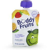 Buddy Fruits Snacks To Go Multifruit Unsweetened Applesauce 3.2Oz Pouch (18Pk) Gluten-Nut-Dairy-Preservatives-Bpa Free, Non Gmo, Kosher
