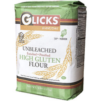 Glicks Unbleached High Gluten Flour, (5 Pounds) Enriched, Presifted, Kosher, No Preservatives