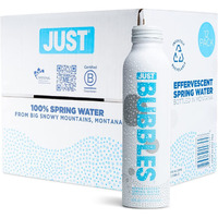 Just Bubbles - Pure Premium Sparkling Spring Water In A Fully Recyclable Reusable Eco-Friendly Bottle - 100% Mountain-Sourced Carbonated Water With Naturally Occurring Minerals, 16 Fl Oz (Pack Of 12)