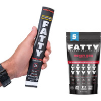 Fatty Meat Jerk Sticks, Grass-Fed Beef, High Protein Snack, Camping, Sports, Road Trip, Low Carb, Gluten Free, Msg Free, Nitrate Free, Honey Bbq Flavor, 2 Ounce (Pack Of 5)