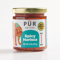 Pur Spices Spicy Harissa Paste I Hot Sauce For Cooking And Dipping I Spicy Chili Pepper And Garlic Paste | Middle Eastern Inspired | Plant Based, Gluten Free, No Sugar Added, Preservative And Additive Free I 6Oz Jar