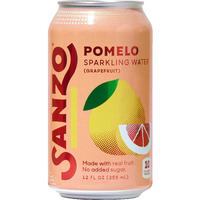Sanzo Flavored Sparkling Water - Pomelo (Grapefruit) 12-Pack - Carbonated Drink Made With Real Fruit And No Added Sugar - Non-Gmo, Gluten-Free & Vegan - 12 Fl Oz Cans - Bright, Juicy, Zesty And Subtly Sweet.