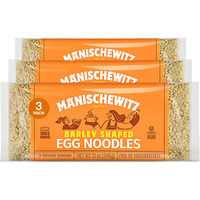 Manischewitz Barley Shaped Enriched Egg Noodles, 12 Oz (Pack Of 3) Makes A Great Homestyle Farfel, No Preservatives, Low Sodium