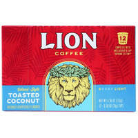 Lion Coffee Toasted Coconut Flavor, Single-Serve Coffee Pods - 12 Count Box