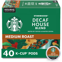 Starbucks Decaf K-Cup Coffee Pods, House Blend For Keurig Brewers, 1 Box (40 Pods)